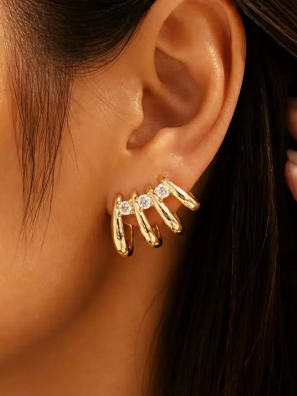 14K Gold Womens 4 Row 1ct Diamond Claw Style Earrings Ladies 14 K Silver Jewelry